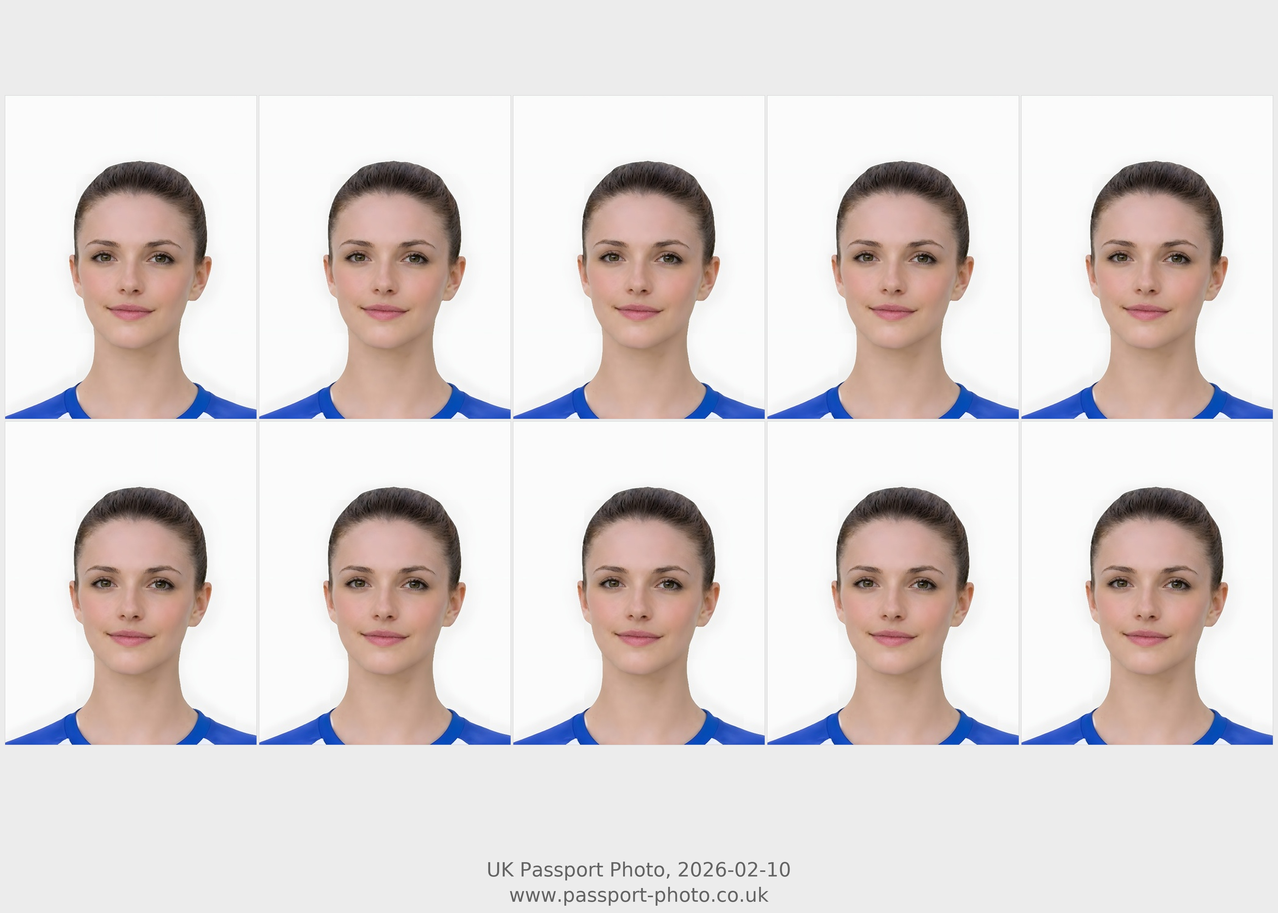 Print-ready passport photo template preview