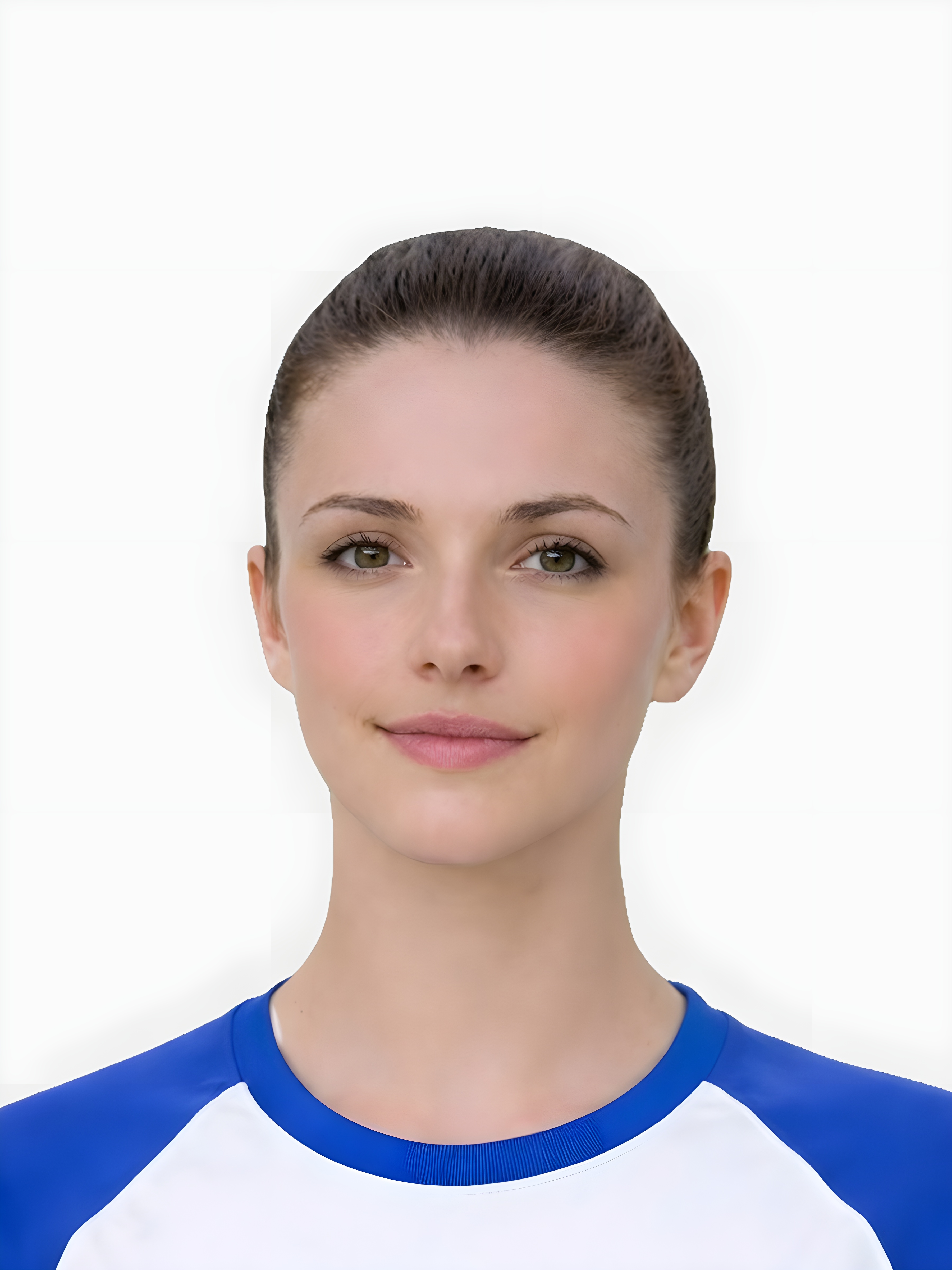 Digital passport photo example used as a source before printing